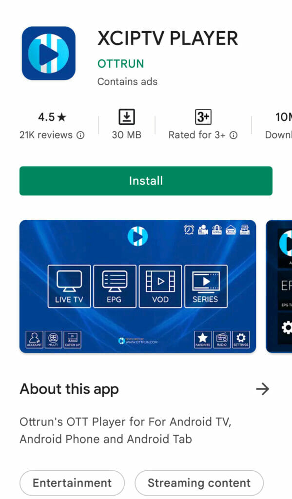 XCIPTV Player in Google Play