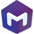 megacubo Purple-to-blue gradient 3D hexagonal cube icon with a white, rounded, stylized letter M centered.