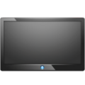 StbEmu (Pro) Black widescreen flat-panel TV or monitor with a dark screen and a blue power indicator at the bottom center.