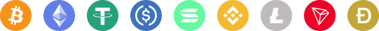 We accept Bitcoin, Ethereum, USDT, USDC, Solana, BNB, Litecoin, TRON and Dogecoin